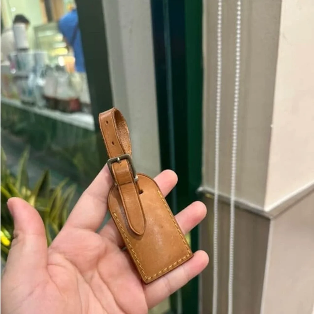 2 Louis Vuitton‎ Tan Leather Luggage Tags (1 large &1 small)